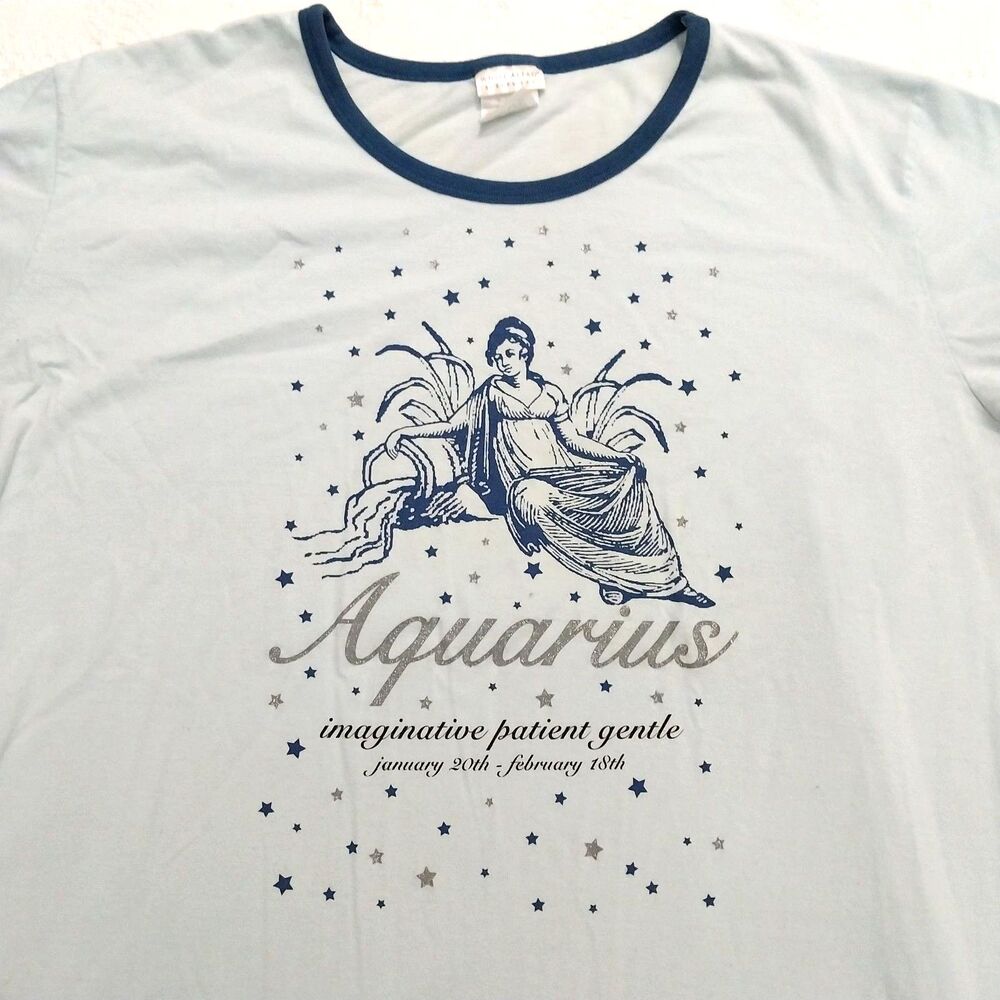 Aquarius Zodiac Sign Sleepwear T Shirt Light Blue One Size Fits All #E7